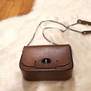 Giorgio Costa Brown Leather Chain Shoulder Bag
